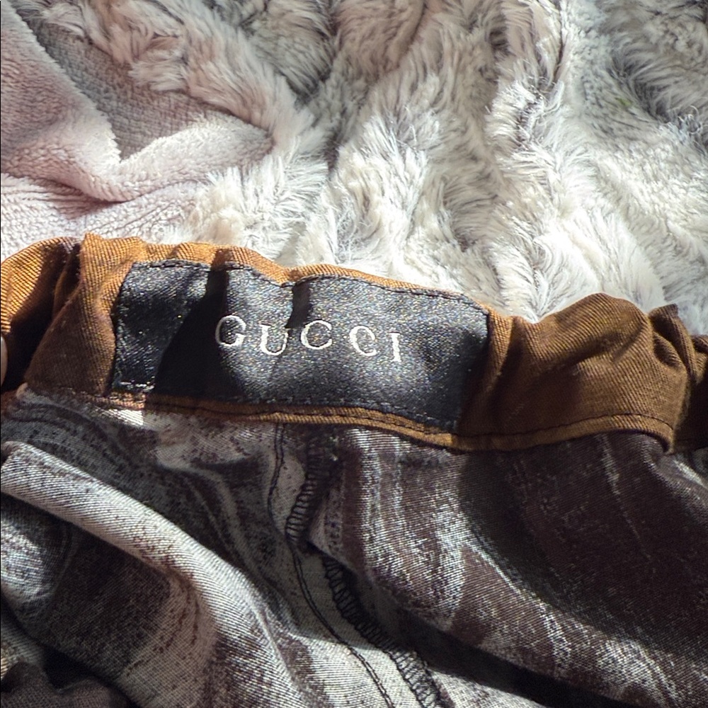 Gucci Black and Brown Marble Pattern Pants - Picture 7 of 8